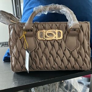 BEBE Elegant Taupe Quilted Handbag
